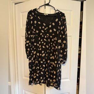 Umgee Black and Tan Polka DotBabydoll  Dress